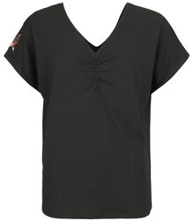 Shirred V-neck, Black Premium by EMP, T-shirt