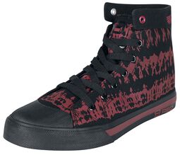 Red/Black Batik-Look Sneakers, RED by EMP, Sneakers, høje