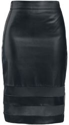 Pencil skirt with mesh, Black Premium by EMP, Mellemlang nederdel