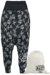 Don't Fuck Up The World - Black Harem Trousers with Print, EMP Special Collection, Stofbukser