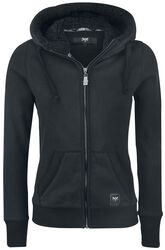 Teddy Hooded Jacket, Black Premium by EMP, Hættetrøje med lynlås