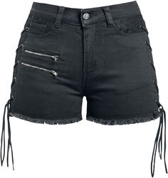 Black shorts laces, Gothicana by EMP, Shorts