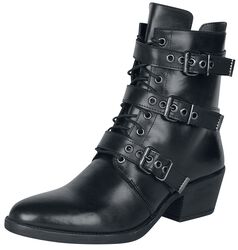 Black lace-up boots with buckles, Rock Rebel by EMP, Snørestøvler