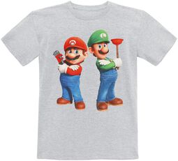 Børn - Plumbing Bros., Super Mario, T-shirt til børn