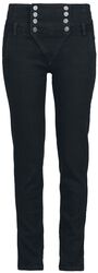Double Button Placket Jeans, Black Premium by EMP, Stofbukser