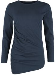 Gathered long-sleeved shirt, Black Premium by EMP, Langærmet