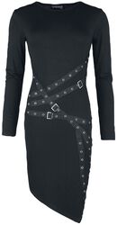 Dress - straps, eyelets and buckles, Gothicana by EMP, Kort kjole