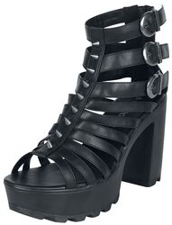 Black High Heels with Straps and Studs, Gothicana by EMP, Høj hæl