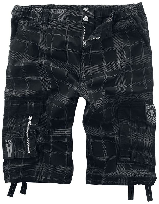 Sorte shorts med ternet mønster