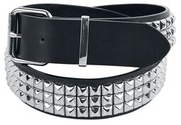 Black Three-Row Studded Belt, Black Premium by EMP, Bælte