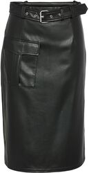 NMPaula PU midi cargo skirt with slit WVN, Noisy May, Mellemlang nederdel