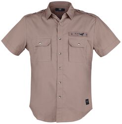 brun, kortærmet militær-skjorte