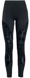 Leggings with semi-transparent inserts and flock print, Gothicana by EMP, Leggings