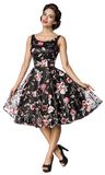 Retro Flower Dress Dark, Belsira, Mellemlang kjole