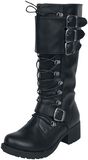 Black laced boots with buckles, Black Premium by EMP, Støvler