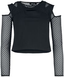 Long-sleeved top with double-layer mesh, Gothicana by EMP, Langærmet