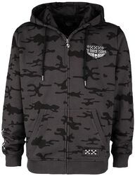 Camouflage zip hoodie with large back print, Rock Rebel by EMP, Hættetrøje med lynlås